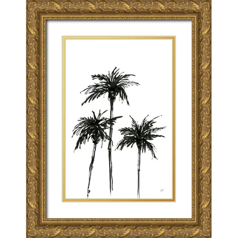 Dark Palms I Gold Ornate Wood Framed Art Print with Double Matting by Paschke, Chris
