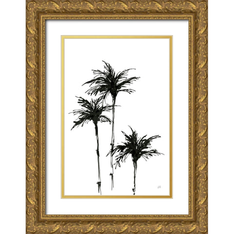 Dark Palms II Gold Ornate Wood Framed Art Print with Double Matting by Paschke, Chris