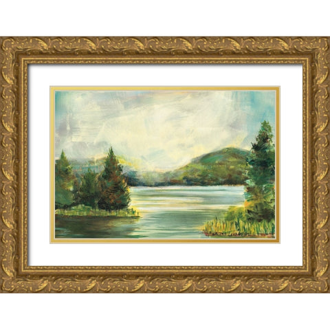 Silver Lake Light Crop Gold Ornate Wood Framed Art Print with Double Matting by Schlabach, Sue