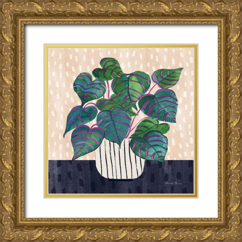 Potted Jewels I Abstract Gold Ornate Wood Framed Art Print with Double Matting by Zaman, Farida