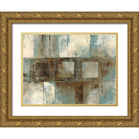 Euclid AveVariations-BlueandBrown Gold Ornate Wood Framed Art Print with Double Matting by Schick, Mike