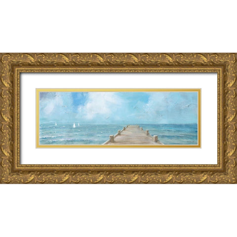 Summer Dock Panel Gold Ornate Wood Framed Art Print with Double Matting by Nai, Danhui