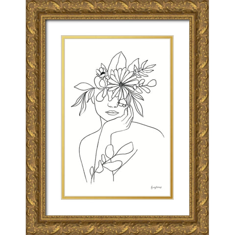 Rooted III BW Gold Ornate Wood Framed Art Print with Double Matting by Thorns, Becky