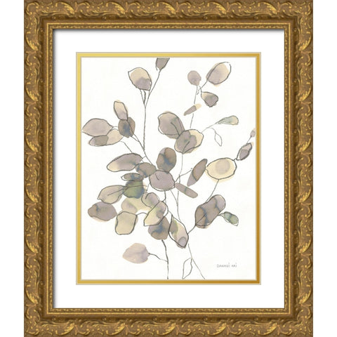 Transparent Leaves Dark Crop Gold Ornate Wood Framed Art Print with Double Matting by Nai, Danhui