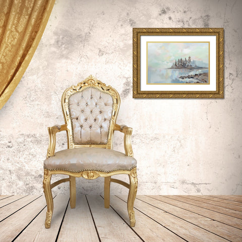 Foggy Lake Gold Ornate Wood Framed Art Print with Double Matting by Vassileva, Silvia