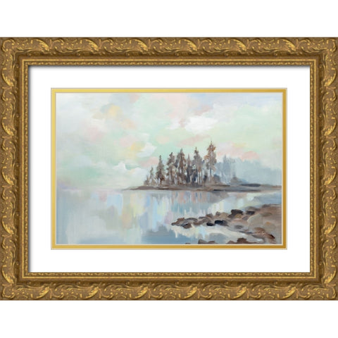 Foggy Lake Gold Ornate Wood Framed Art Print with Double Matting by Vassileva, Silvia