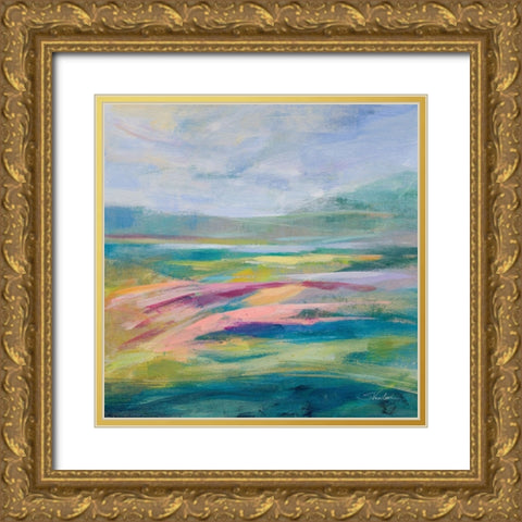 Flower Hill I Gold Ornate Wood Framed Art Print with Double Matting by Vassileva, Silvia