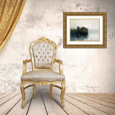 Murmuring Shore Olive Green Gold Ornate Wood Framed Art Print with Double Matting by Purinton, Julia