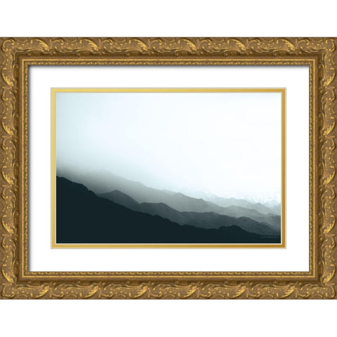 Virgin Mountains II Blue Gray Gold Ornate Wood Framed Art Print with Double Matting by Marshall, Laura