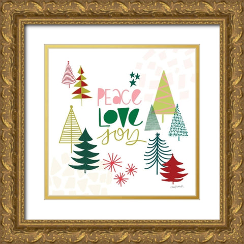 Peace Love Joy II Gold Ornate Wood Framed Art Print with Double Matting by Warrick, Cheryl