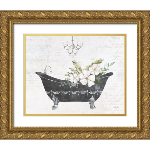 Floral Bath I Flipped Gold Ornate Wood Framed Art Print with Double Matting by Prahl, Courtney