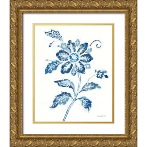 Exotic Elegance Floral IV Gold Ornate Wood Framed Art Print with Double Matting by Nai, Danhui