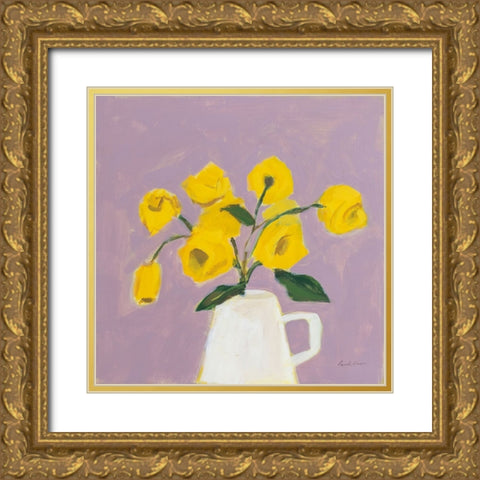 Sweet Yellow Gold Ornate Wood Framed Art Print with Double Matting by Munger, Pamela