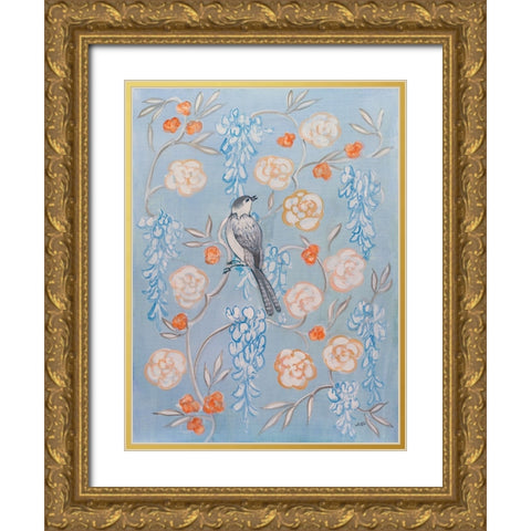 Heirloom Chinoiserie Bird I Gold Ornate Wood Framed Art Print with Double Matting by Purinton, Julia