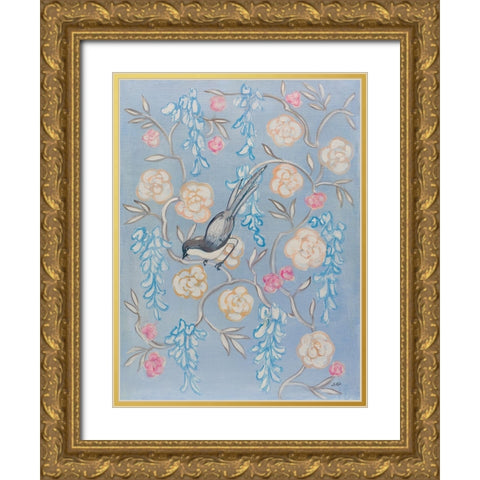 Heirloom Chinoiserie Bird II Gold Ornate Wood Framed Art Print with Double Matting by Purinton, Julia