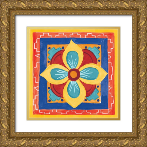 Mucho Caliente VI Yellow Gold Ornate Wood Framed Art Print with Double Matting by Zaman, Farida