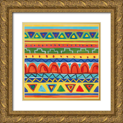 Mucho Caliente Pattern III Light Gold Ornate Wood Framed Art Print with Double Matting by Zaman, Farida