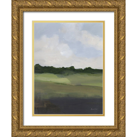 Green Hillside Gold Ornate Wood Framed Art Print with Double Matting by Munger, Pamela