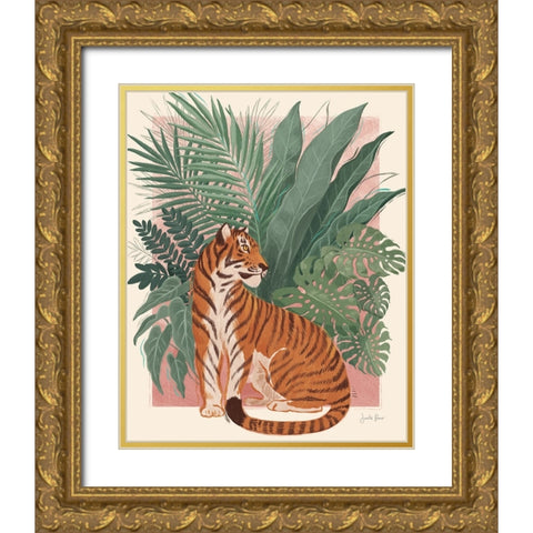 Majestic Cats II No Woman Gold Ornate Wood Framed Art Print with Double Matting by Penner, Janelle