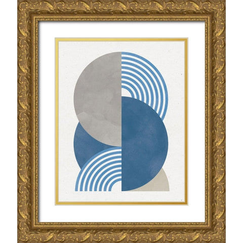 Deco Glam I Blue Gold Ornate Wood Framed Art Print with Double Matting by Hershey, Moira