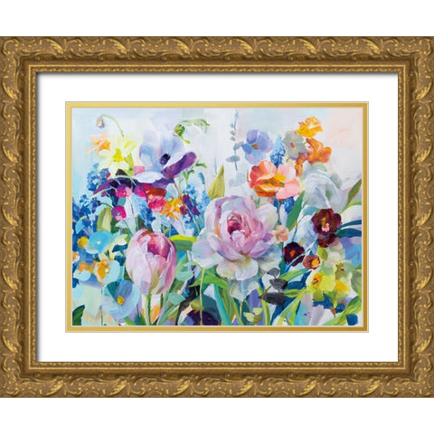 High Summer Garden II Gold Ornate Wood Framed Art Print with Double Matting by Nai, Danhui