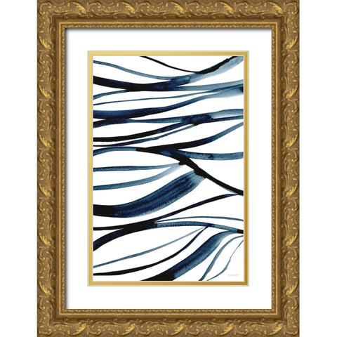 Threads of Blue II Gold Ornate Wood Framed Art Print with Double Matting by Charro, Mercedes Lopez