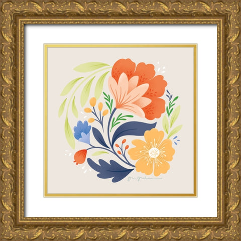 Floral Study I Bright Gold Ornate Wood Framed Art Print with Double Matting by Graham, Gia