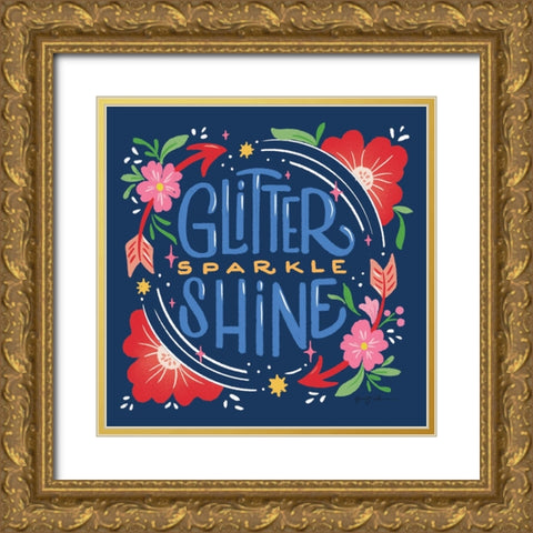 Glitter Sparkle Shine I Bright Gold Ornate Wood Framed Art Print with Double Matting by Graham, Gia