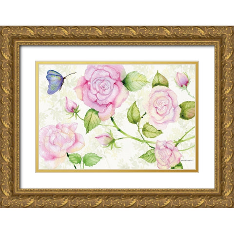 Floral Delight VI Butterflies Gold Ornate Wood Framed Art Print with Double Matting by McKenna, Kathleen Parr