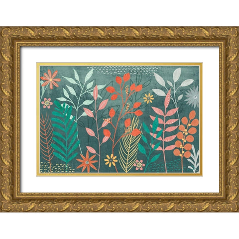 Fresh Petals I Gold Ornate Wood Framed Art Print with Double Matting by Charron, Veronique