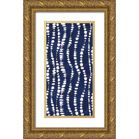 Indigo Splash Pattern IVB Panel Gold Ornate Wood Framed Art Print with Double Matting by June, Dina