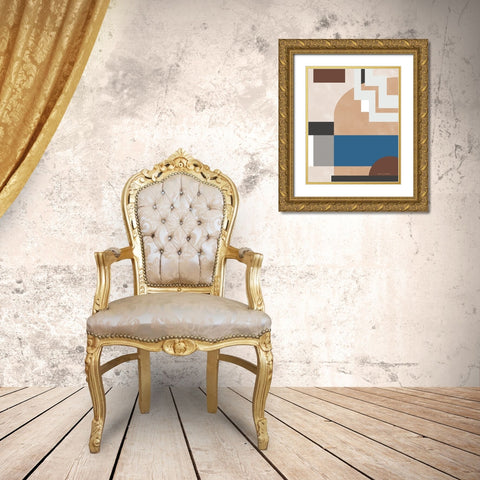 Soft Modern I Gray Gold Ornate Wood Framed Art Print with Double Matting by Gallagher, Megan