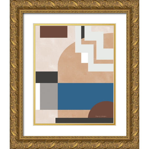 Soft Modern I Gray Gold Ornate Wood Framed Art Print with Double Matting by Gallagher, Megan