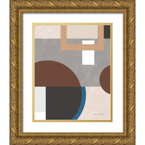 Soft Modern II Gray Gold Ornate Wood Framed Art Print with Double Matting by Gallagher, Megan