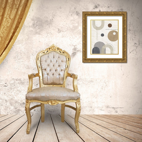Soft Balance I Neutral Gold Ornate Wood Framed Art Print with Double Matting by Charron, Veronique