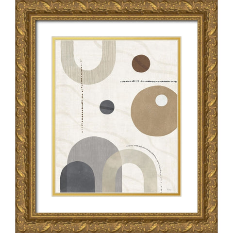 Soft Balance I Neutral Gold Ornate Wood Framed Art Print with Double Matting by Charron, Veronique