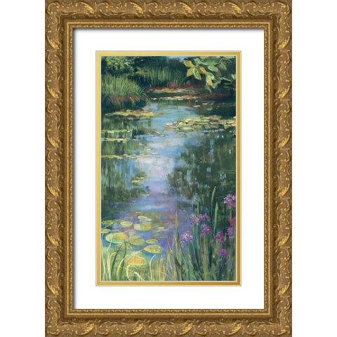 Garden Pond I Gold Ornate Wood Framed Art Print with Double Matting by Rowan, Carol
