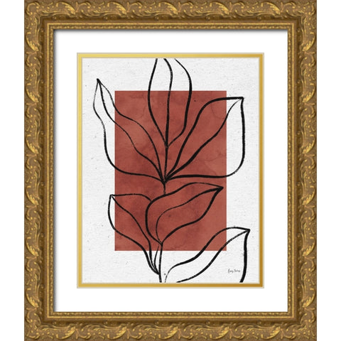 Color Block Balance II Hot Sauce Gold Ornate Wood Framed Art Print with Double Matting by Thorns, Becky