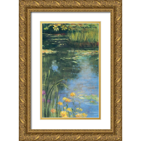 Garden Pond II Gold Ornate Wood Framed Art Print with Double Matting by Rowan, Carol