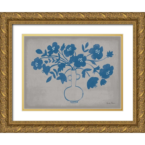 Modern Vallarta Blue I Gold Ornate Wood Framed Art Print with Double Matting by Zaman, Farida