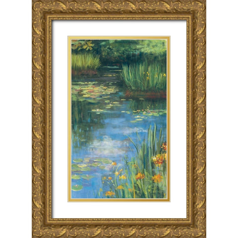 Garden Pond III Gold Ornate Wood Framed Art Print with Double Matting by Rowan, Carol