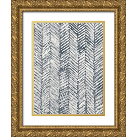 Maki Tile Panel I Crop II Blue Gold Ornate Wood Framed Art Print with Double Matting by Lovell, Kathrine