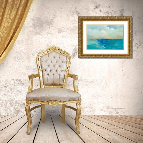 Aquarelle Sea Gold Ornate Wood Framed Art Print with Double Matting by Vassileva, Silvia
