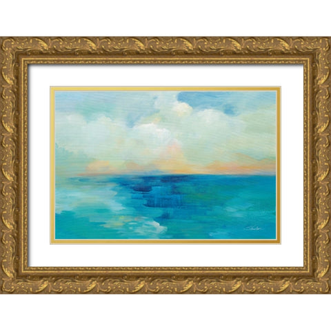 Aquarelle Sea Gold Ornate Wood Framed Art Print with Double Matting by Vassileva, Silvia