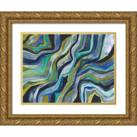 Flow Gold Ornate Wood Framed Art Print with Double Matting by Warrick, Cheryl
