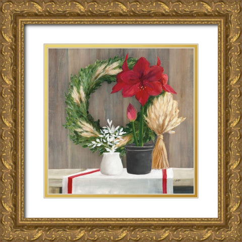 Blooms of the Season Dark Gold Ornate Wood Framed Art Print with Double Matting by Purinton, Julia