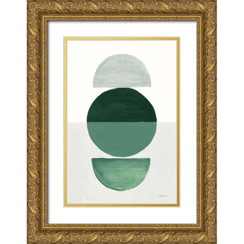 In Between I Green Gold Ornate Wood Framed Art Print with Double Matting by Nai, Danhui