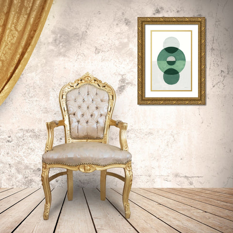 In Between II Green Gold Ornate Wood Framed Art Print with Double Matting by Nai, Danhui