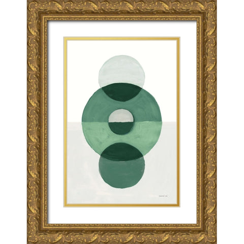 In Between II Green Gold Ornate Wood Framed Art Print with Double Matting by Nai, Danhui