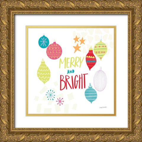 Peace Love Joy IV Bright Gold Ornate Wood Framed Art Print with Double Matting by Warrick, Cheryl